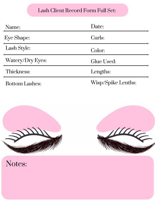 Client Lash Record Form Full Set