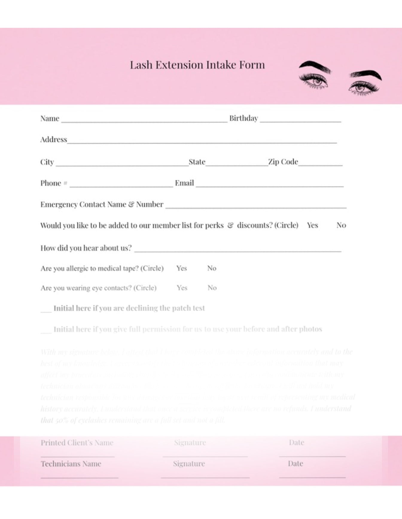Lash Consultation Form
